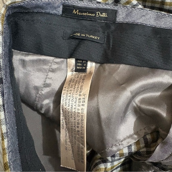 Massimo Dutti 100% Wool Trousers Womens Sz 2 Check Black Yellow White Preppy - Picture 9 of 14